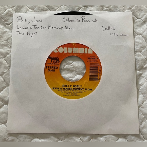 Billy Joel- Leave A Tender Moment Alone/this Night -7”- Columbia-38-04514- 1984 - Picture 5 of 5